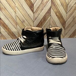 Black and White Striped Kids Shoes